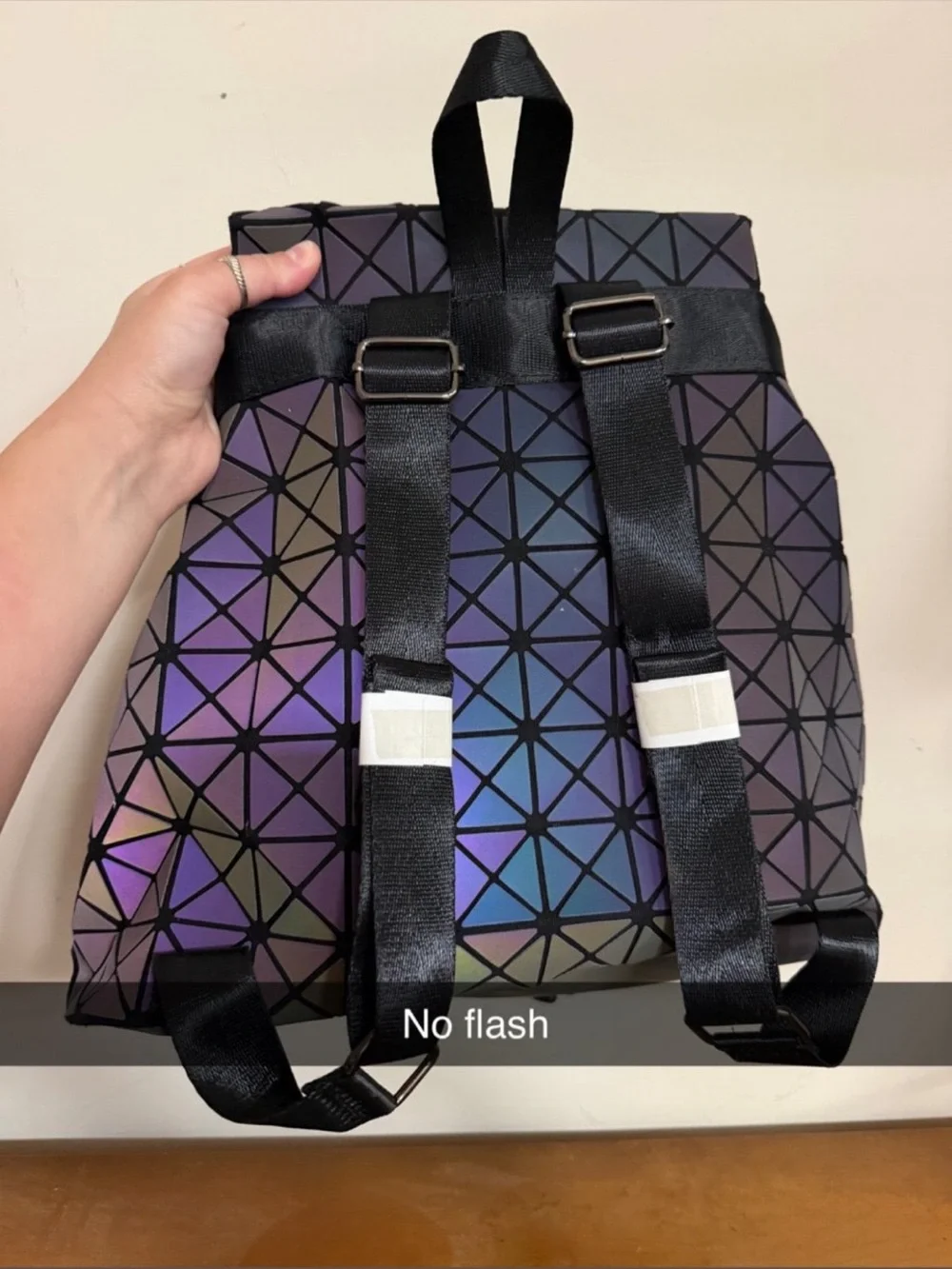 Iridescent Geometric Triangle Backpack - Black